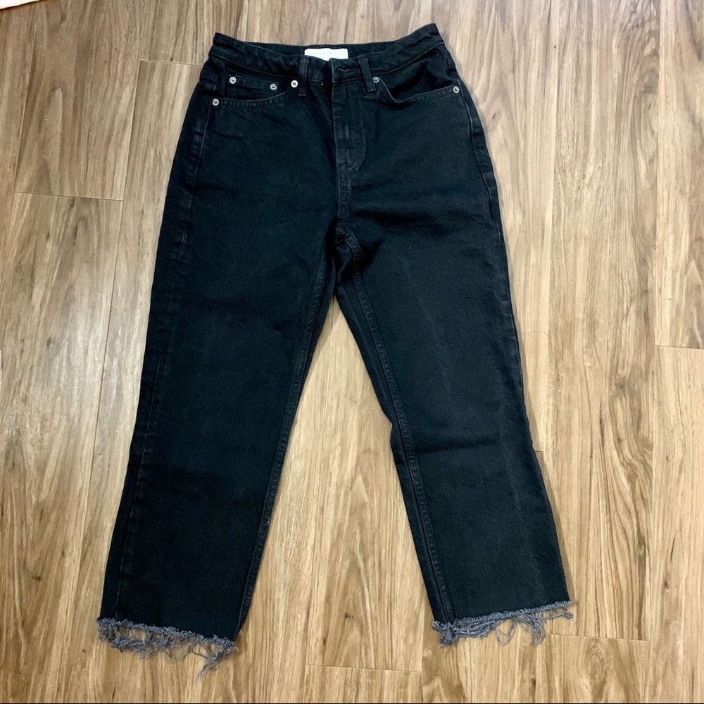 Topshop high waisted straight leg raw hem jeans 28 - Picture 7 of 9